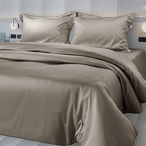 Spread Spain® 500 Thread Count Italian Pure Cotton Flat Sheets, 108" x 108" Inch Super King Size Bedsheet with 2 Pillow Cases, Wrinkle Free Cotton Sheets,Olive