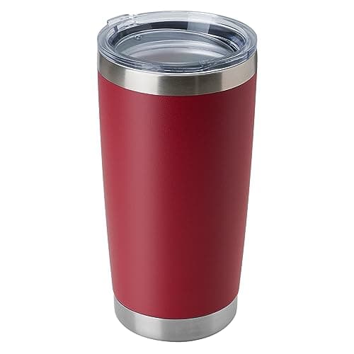DOMICARE 20oz Stainless Steel Tumbler Bulk with Lid Double Wall Vacuum Insulated Travel Mug Powder Coated Coffee Cup Powder Red 1