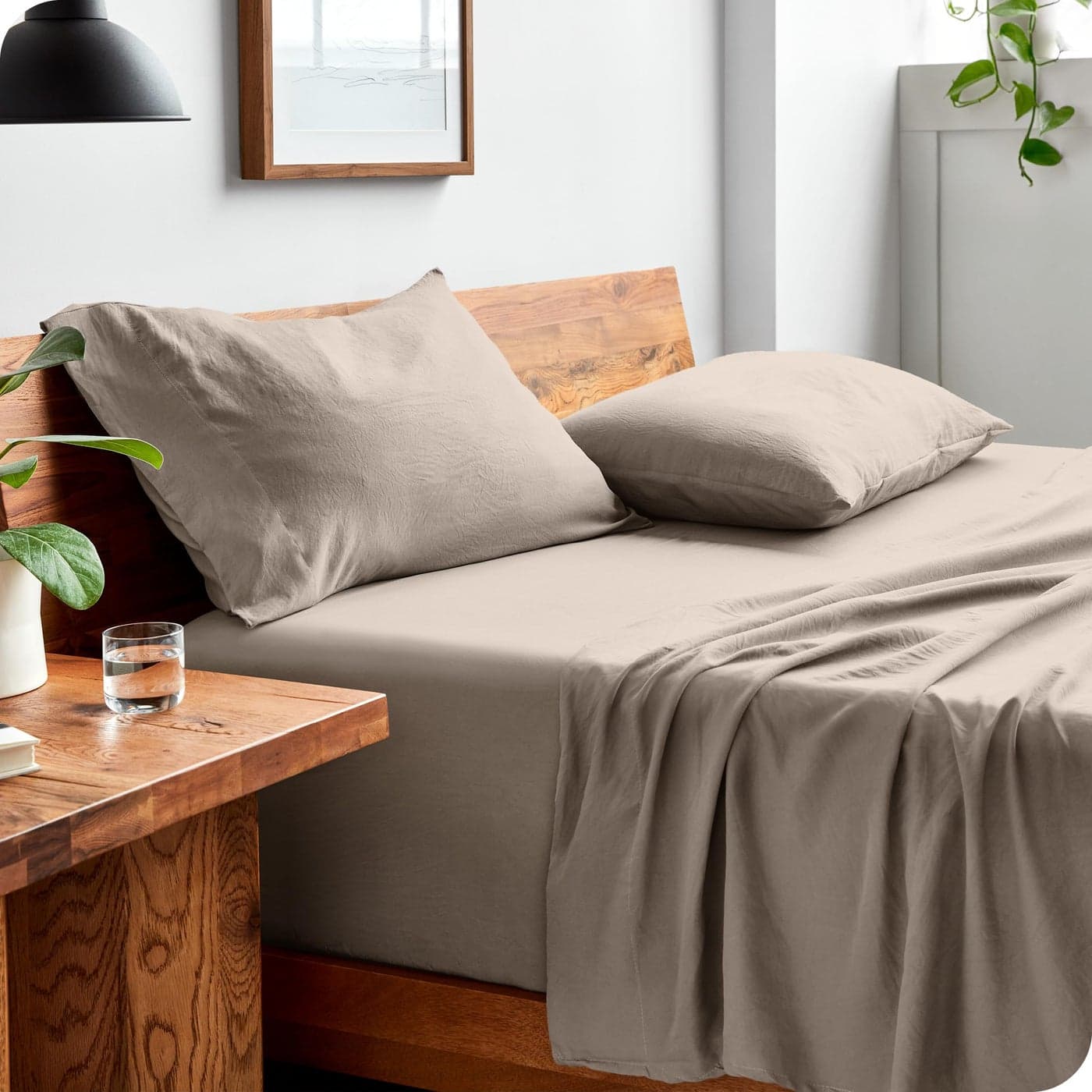 Bare Home King Sheet Set Luxury 1800 UltraSoft Stonewashed Microfiber Double Brushed Deep Pockets Easy Fit Breathable Bedding Sheet Sets Pillowcases King Pebble Beach