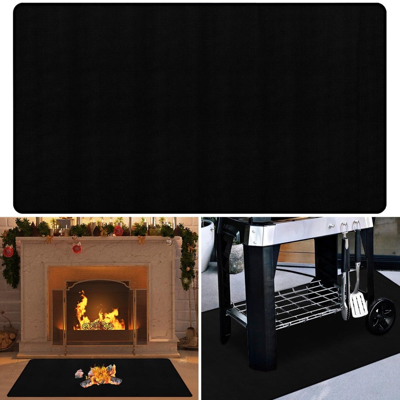 26x46inch Fireproof Hearth Mats for Fireplaces Fire Resistant Rectangle Fire Pit MatFireproof Grill PadsUnder Grill Mat for Outdoor Charcoal Smokers Gas Grills Deck and Patio Protective Mats