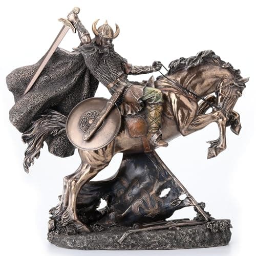 Veronese Design 10 3/8 Inch Viking Warrior Horse Mount Sculpture Cold Cast Resin Bronze Finish Statue