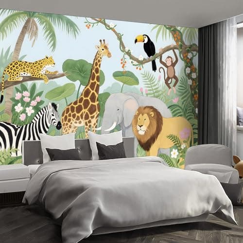 Fightal Animals wall murals Peel and Stick Nursery Wallpaper for Bedroom Living Room 58x80