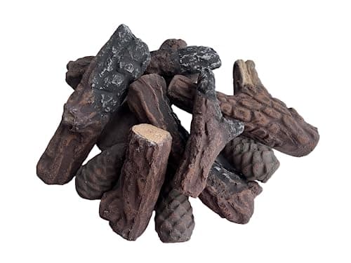 10 Piece Gas Fireplace Log Set Small Simulated Ceramic Firewood Decoration for Gas Ethanol Electric Fireplaces Indoor or Outdoor Fireplaces Fire Pits