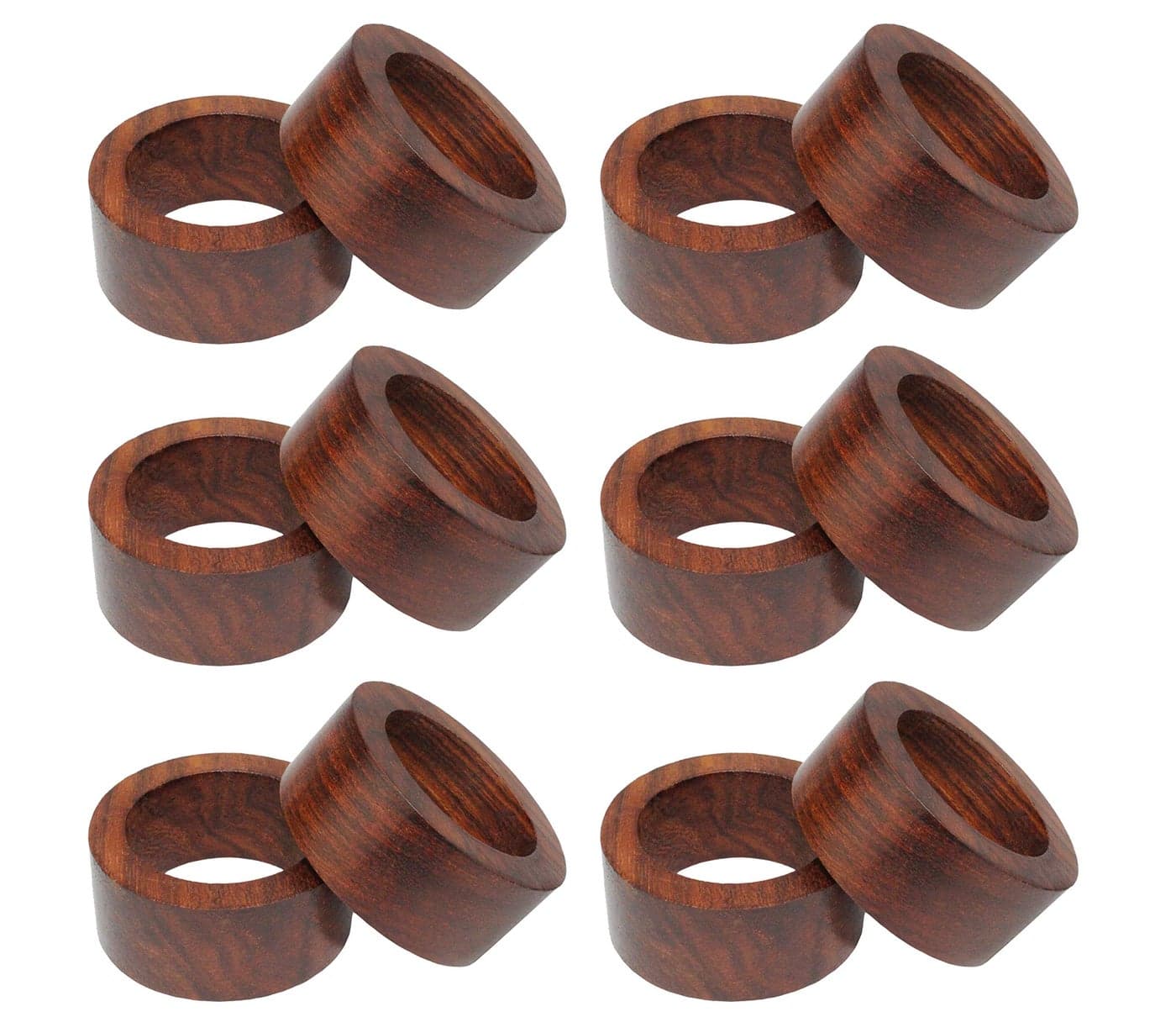 COTTON CRAFT Wood Napkin Rings - Set of 12 - Handmade Dining Table Napkin Holder - Classic Everyday Harvest Autumn Fall Thanksgiving Holiday Christmas Festive Party Gift Farmhouse Décor -Dark Natural