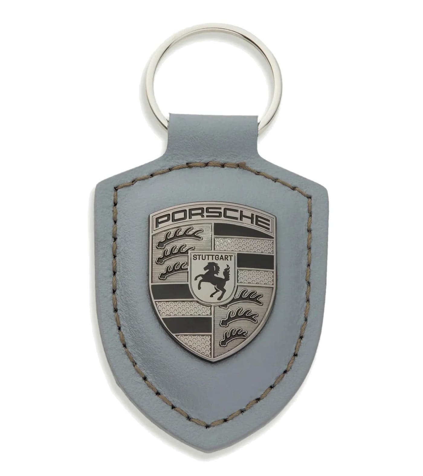 Porsche Turbonite Leather Gunmetal Key Ring, Grey