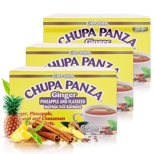 GN+Vida Tea CHUPA Panza, Tea Based ONGINGER Root, PINNEAPPLE, Flaxseed & Cinnamon (30 Tea Bags/0.10 oz Each)(Pack of 3)