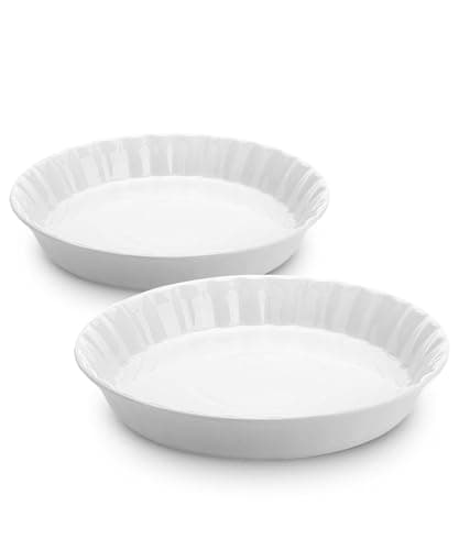 Brew To A Tea BTaT Ceramic Pie Pan for Baking 2 Pack 105 95 Porcelain Ceramic Pie Plate for Salad Pasta Fruit and Tart Freezer Oven Microwave and Dishwasher Safe