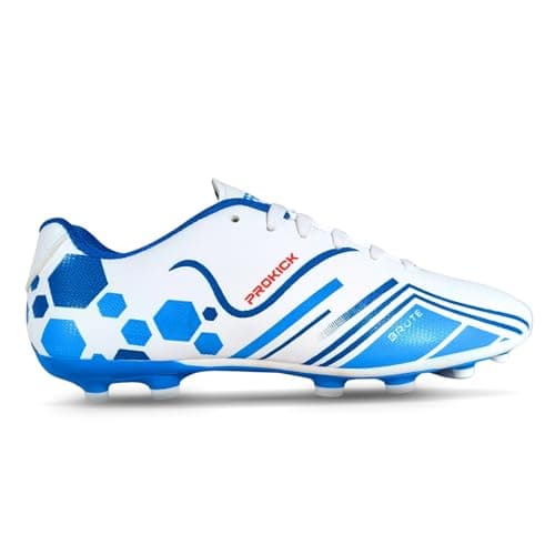 Prokick Brute Football Studs for Men/Sports and Soccer/Comfortable and Lightweight PVC Synthetic Leather Upper TPU Sole and Superior Grip Soccer Stud Shoes Men's Football Shoe, White/Blue