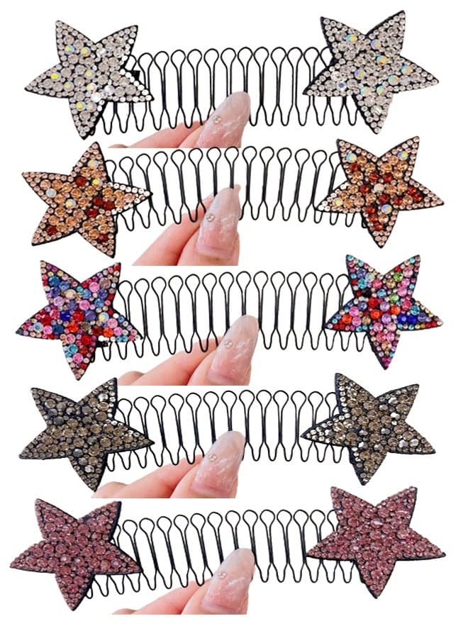 Multicolour Rhinestone Hair Comb Hair Piece Star Shape Hair Comb For Women And Girls