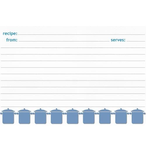 Meadowsweet Kitchens Recipe Card Set - 25 Double Sided Recipe Cards 4 x 6 Inch, Perfect Size Blank Cards for a Recipe Card Box, Make Your Own Personalized Recipe Book - Turquoise Gray