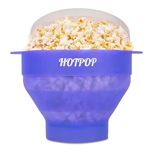 The Original Hotpop Microwave Popcorn Popper, Silicone Popcorn Maker, Collapsible Bowl BPA-Free and Dishwasher Safe- 20 Colors Available (Glacier Blue)