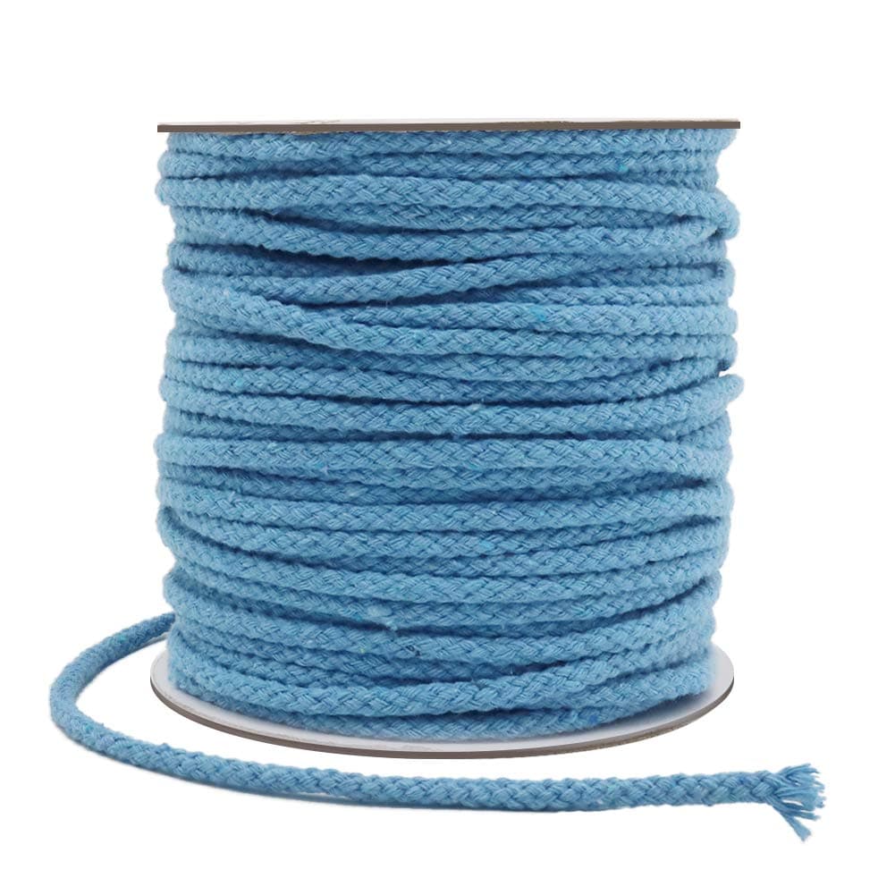 Tenn Well Braided Cotton Cord, 165 Feet 5mm Wide Macrame Cotton Rope for Plant Hangers Wall Hangings Dream Catchers DIY Crafts (Blue)