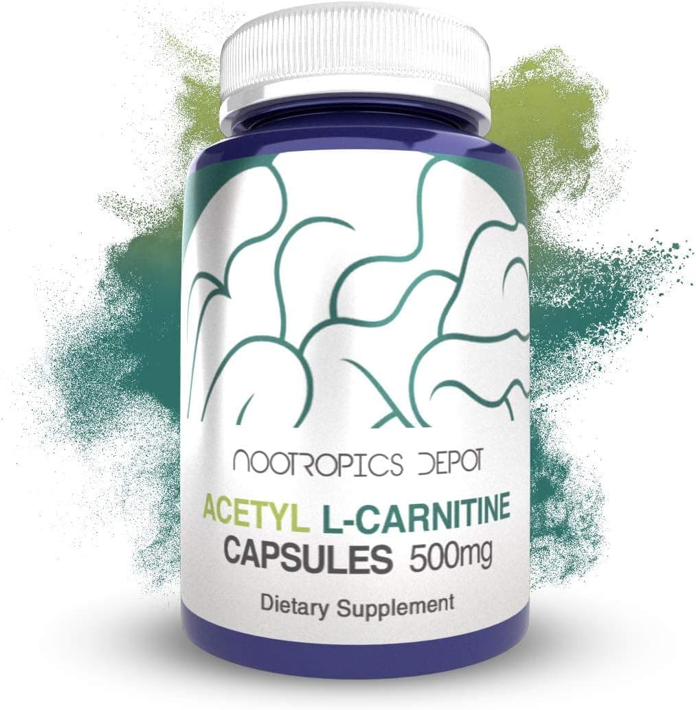 Nootropics Depot Acetyl LCarnitine Capsules 500mg 90 Count HCL Form Energy Supplement Supports Mitochondrial Function ALCAR HCL