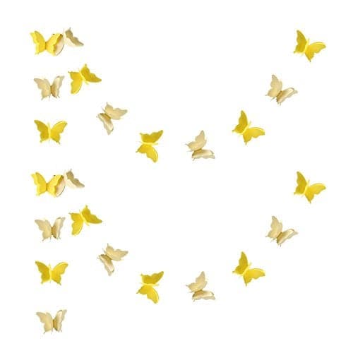 zilue Butterfly Banner Decorative Paper Garland for Wedding Baby Shower Birthday Theme Decor 110 Inches Long Pack of 2 Pieces Yellow