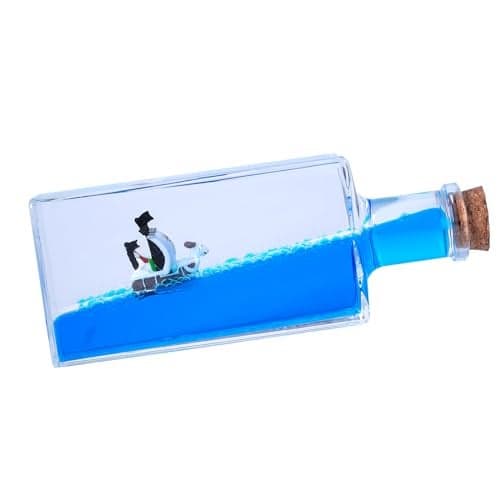 Honsheng Unsinkable Boat One Going Pirate Ship Piece Model Merry Toys in a Bottle Box Acrylic Fluid Drift Bottle Cruise Ship Paperweight Desk for Car Decoration Boys Girls Gifts Large