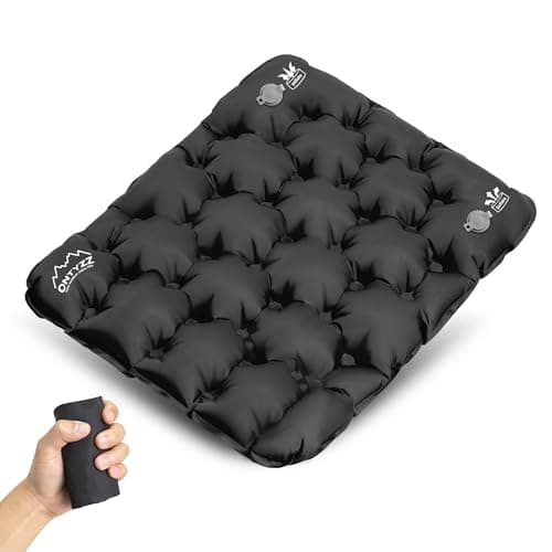 ONTYZZ Inflatable Seat Cushion Lightweight Airplane Seat Cushion Stadium Seat Travel Cushion for Climbing Hiking Office Airplane, Black