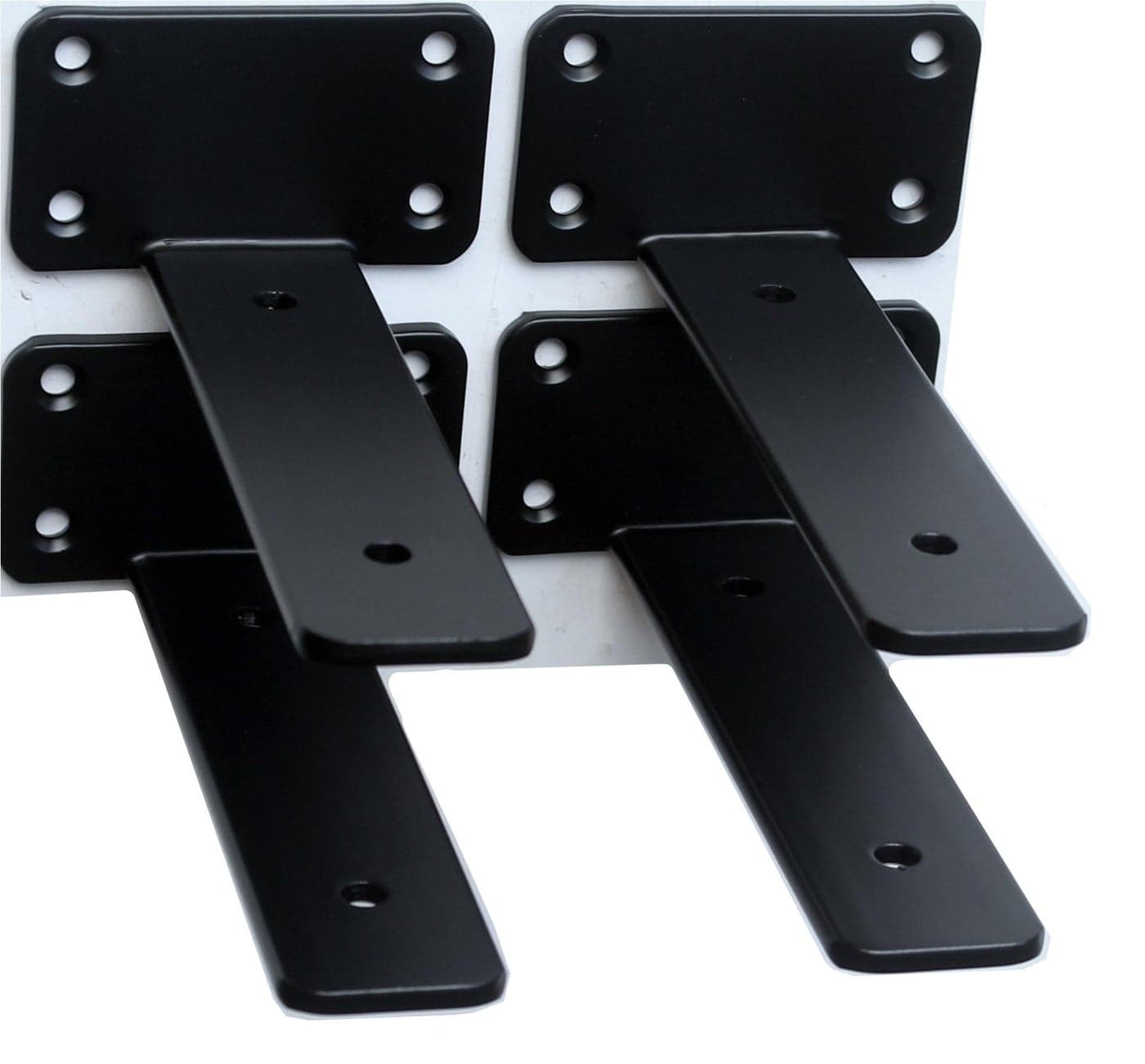4 Pack - 5 inch Black Hidden L Shelf Bracket (1/5 Inch Thicked) Iron Floating Shelf Brackets Rustic Industrial Metal Brackets for Shelf Support