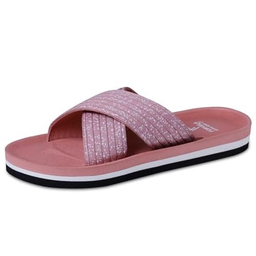 FORVELA CushySlide Doctor Soft Flat Ortho Care Orthopaedic Diabetic Comfort Dr Flipflops MCR Slippers For Women and Girls Bathroom House Home Daily Use Chappal Slider (PEACH, UK Footwear Size System, Adult, Women, Numeric, Medium, 7)