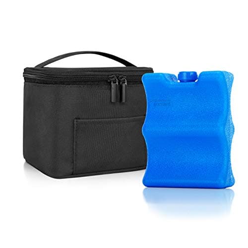 Teamoy Breastmilk Cooler Bag with Ice Pack Baby Bottles Bag for up to 4 Large 5 Ounce Bottles Without Nipple Perfect for Working Mom Mother Black