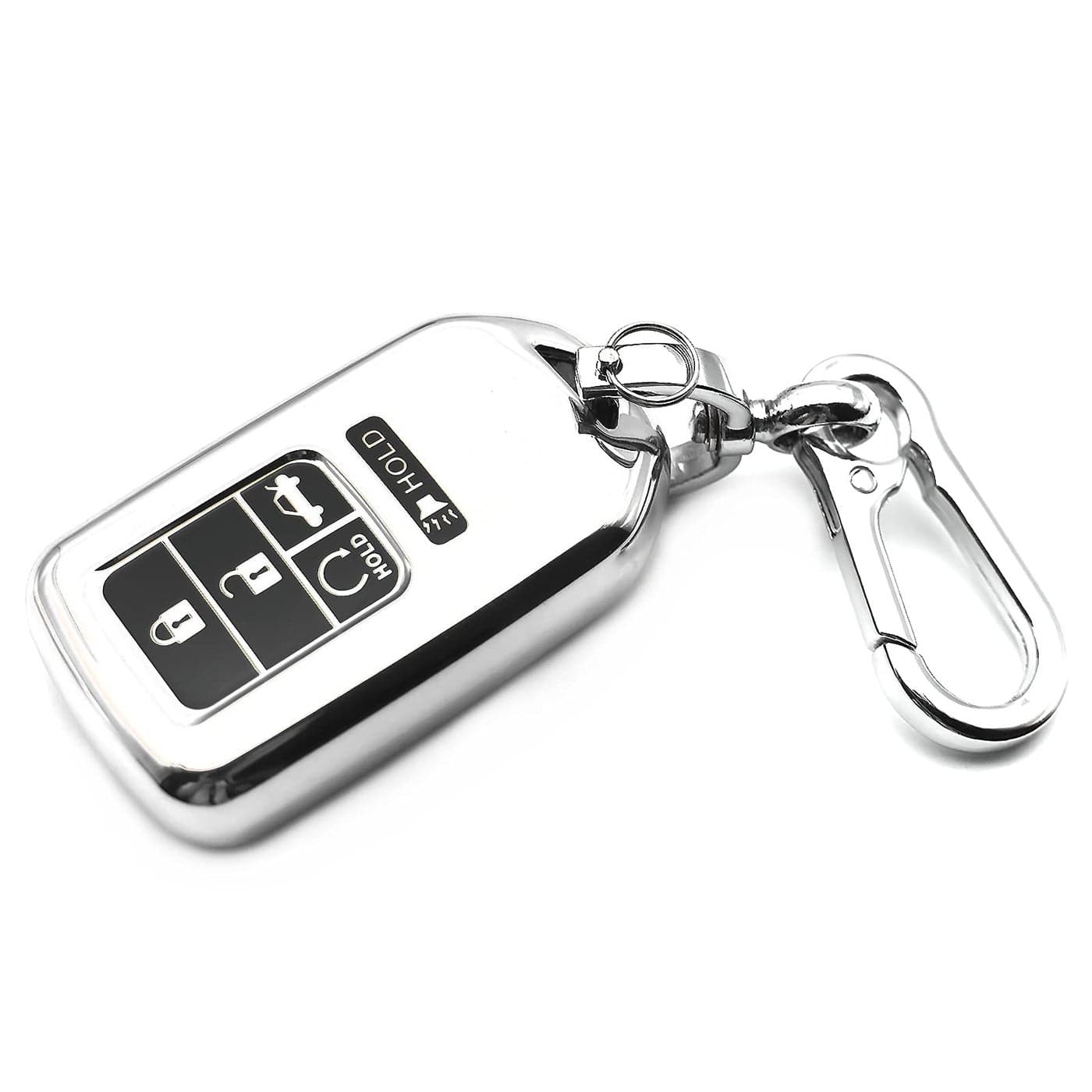 INFIPAR Fit for Honda Passport CRV Accord Pilot Civic HRV Insight TPU Key Fob Cover Case Shell Remote Glove Pouch Holder Protector Keyless Entry Sleeve Accessories Silver
