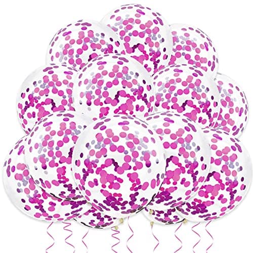 Hot Pink Confetti Balloons 25 Pcs Thickened 12 Inch Clear Latex Balloon with Confetti Inside for Graduation Engagement Bridal Shower Party Baby Shower Birthday Party Decorations Supplies