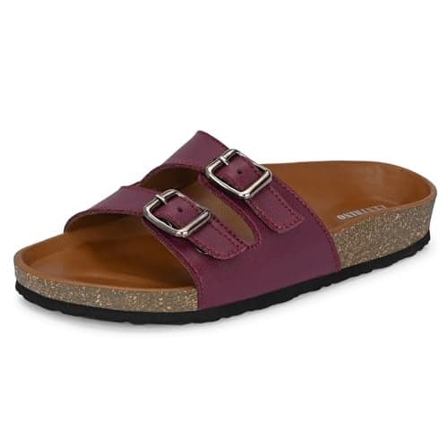 Centrino Women’s Berkin-Style Slip-On Sandals | Open Toe Design | Soft PU Footbed | Lightweight & Comfortable | Arch Support | On-Grip Sole | Casual Outdoor Wear (7694)