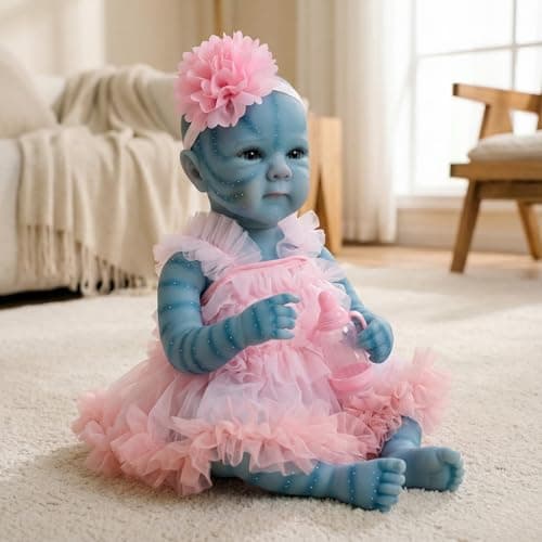 iCradle Bettie Reborn Baby Dolls Eyes Opened 18 inch 46 cm Avatar Soft Vinyl Lifelike Body Newborn Doll with Painted Hair Realistic Dolls with Magnetic Pacifier Birthday Toys