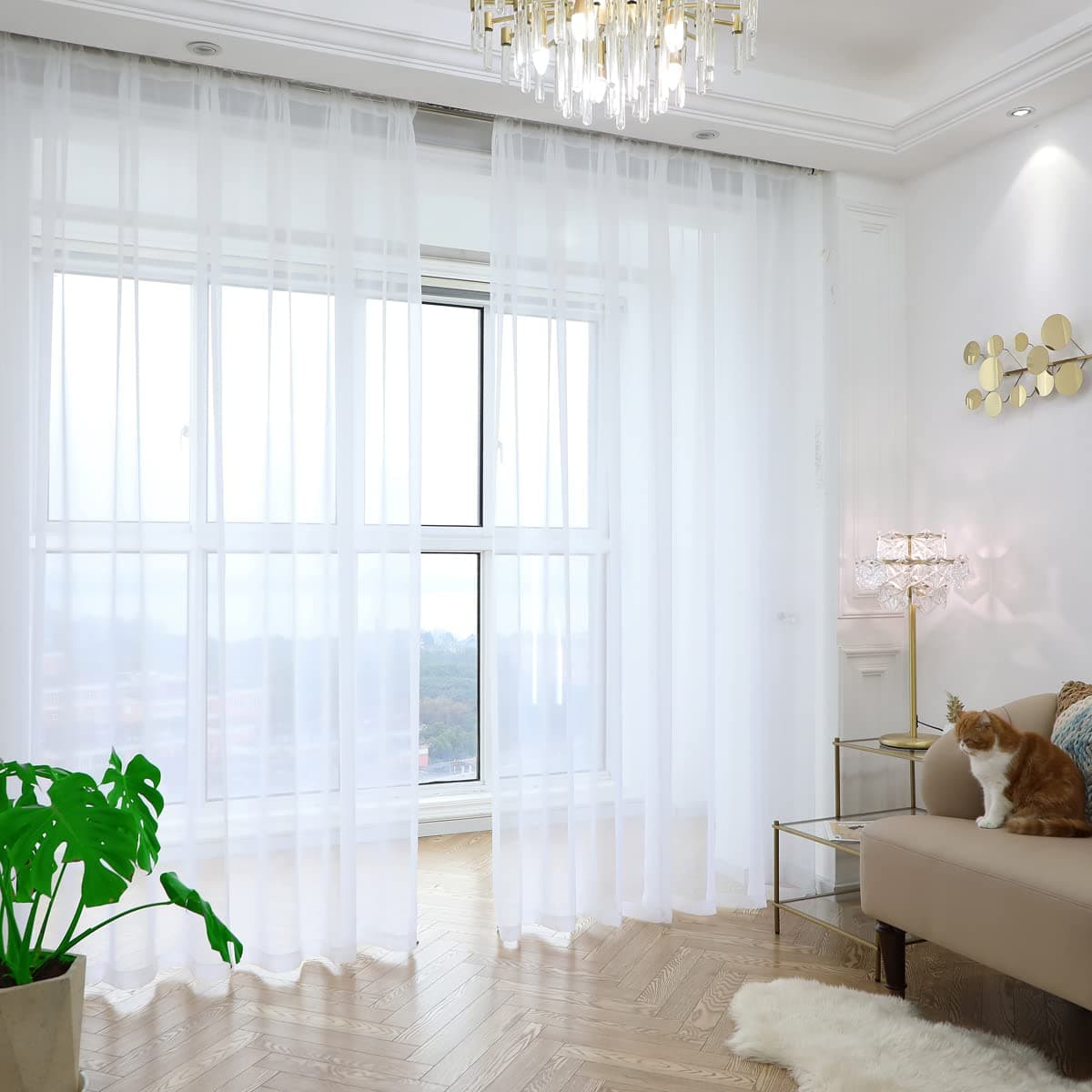 PHILEASY Window Sheer White Curtains 63 Inches Long 2 Panels White Sheer Curtains Sheer Curtain Clear Transparent Basic Rod Pocket Panel 15 Colors 10 Size for Bedroom Living Room Yard Kitchen