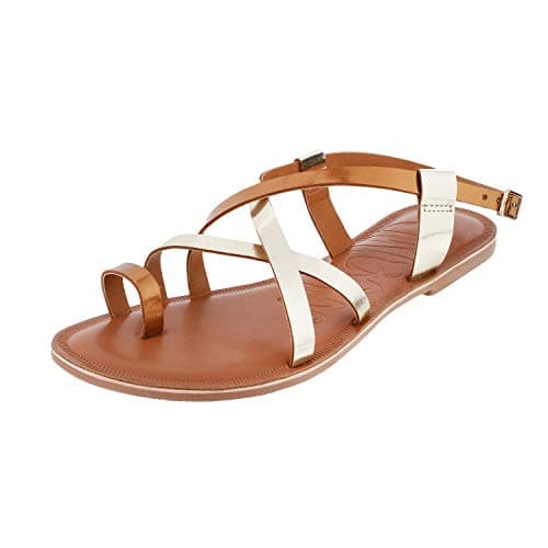 Mochi Womens Synthetic Gold Sandals (Size (3 UK (36 EU))