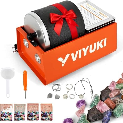 VIYUKI Rock Tumbler Kit- 3 Lb. Extra Large Capacity Barrel, Complete Rock Polisher with Durable Tumbler, Rocks, Grit, Educational Stem Science Kit