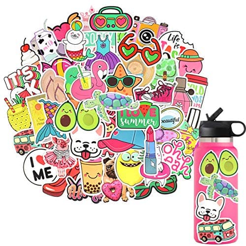 QTL Stickers for Teen Girls Party Favors Cute Waterproof Vinyl Water Bottle Stickers for Girls 50Pcs