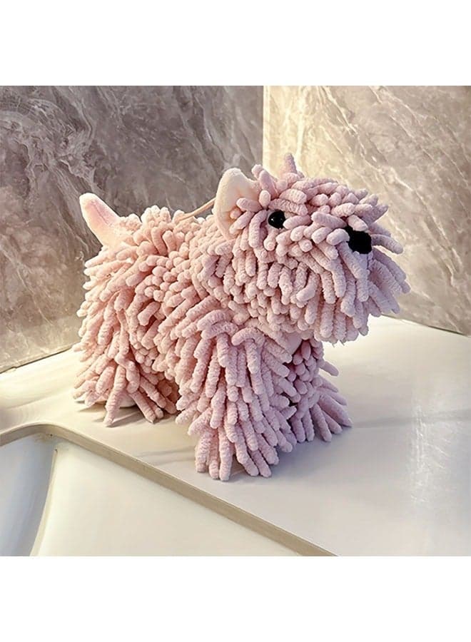 1pc Cute Puppy-Shaped Hand Towel, Soft Chenille, Wall-Mountable, Multi-Color Options - Ideal for Kitchen & Bathroom Use, Towels