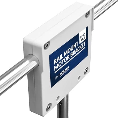 Five Oceans Rail Mount Outboard Motor Bracket, Up to 80 Lb Motors, Fits Rails Up to 1", "White UV-Stabilized Polypropylene, Storage for Dinghy, Tenders and Small Boats - FO1586