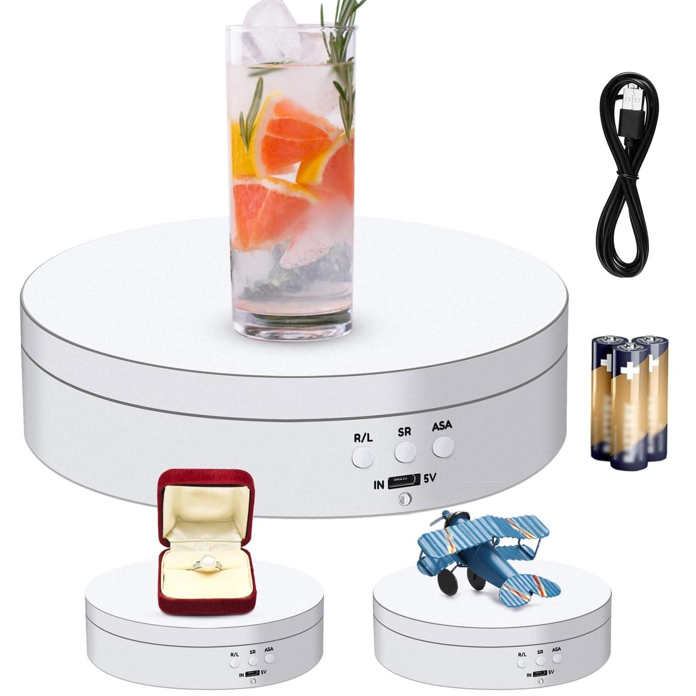 Hicarer Rotating Display Stand 54 66 Lbs Load Motorized Spinning Platform Rotating Base 360 Cup Turner Electric Turntable Stand for Photography Products and ShowsWhite