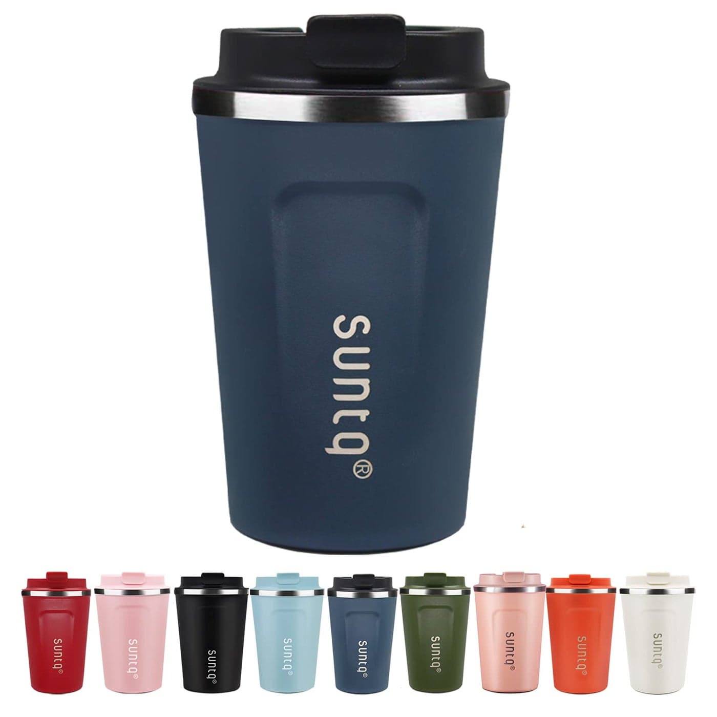 SUNTQ Reusable Coffee Cups Travel Coffee Travel Mug with Leakproof Lid Thermal Mug Insulated Cup Stainless Steel Coffee Travel Cup for Hot and Cold Drinks Dark Blue 13oz380ml
