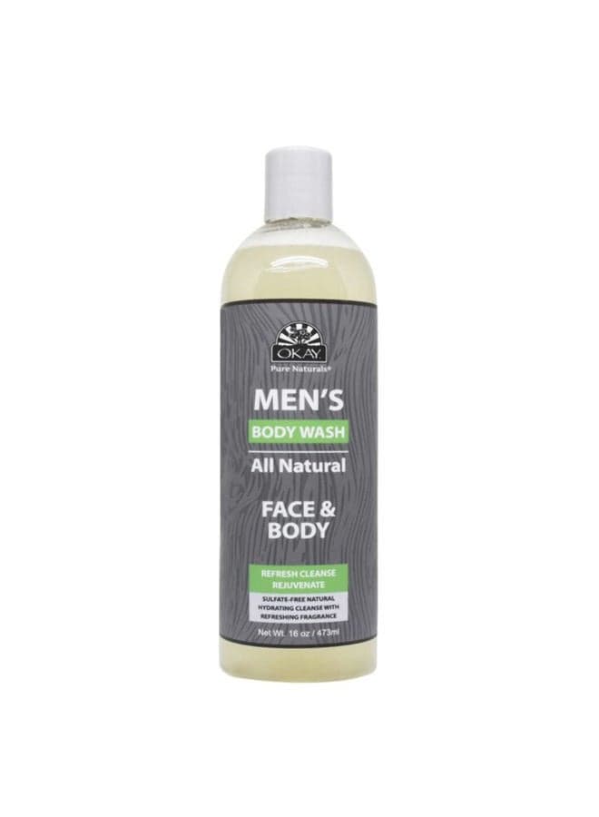 Okay men's all natural body & face wash 16 fluid ounce, Yellow, 16 Fluid Ounce