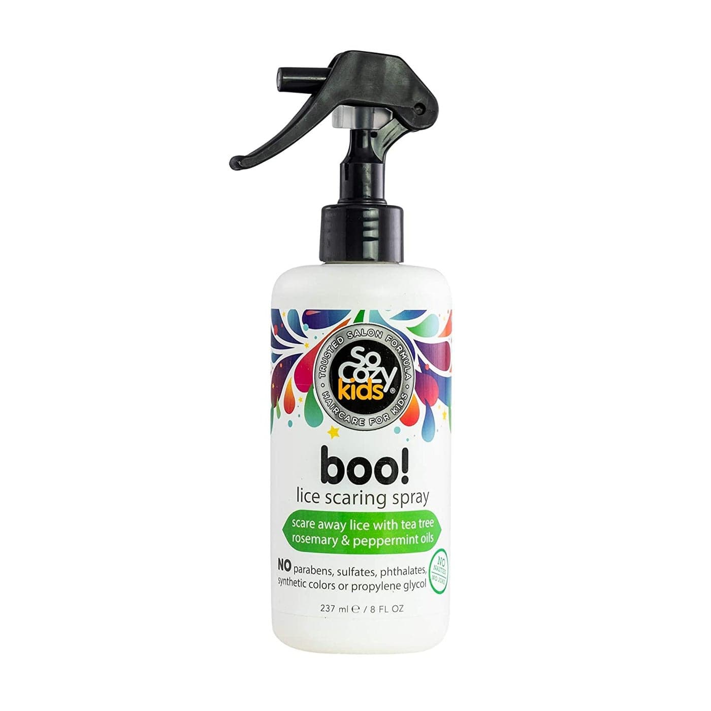 SoCozy Boo Lice Scaring Spray For Kids Hair, Effective Lice Treatment (8 Fl Oz) Clinically Proven to Repel Lice, Conditioning Spray with Tea Tree Oil, Rosemary Oil & Keratin, Paraben & Sulfate Free