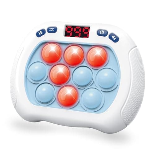 Intoypad Pop Game Light Up Fidget Toy for Kids 6 Modes LED Screen Quick Push Controller Electric Fidget Popper Game Quick Push Bubble Sensory Games Birthday Toys for Kids Lightblue