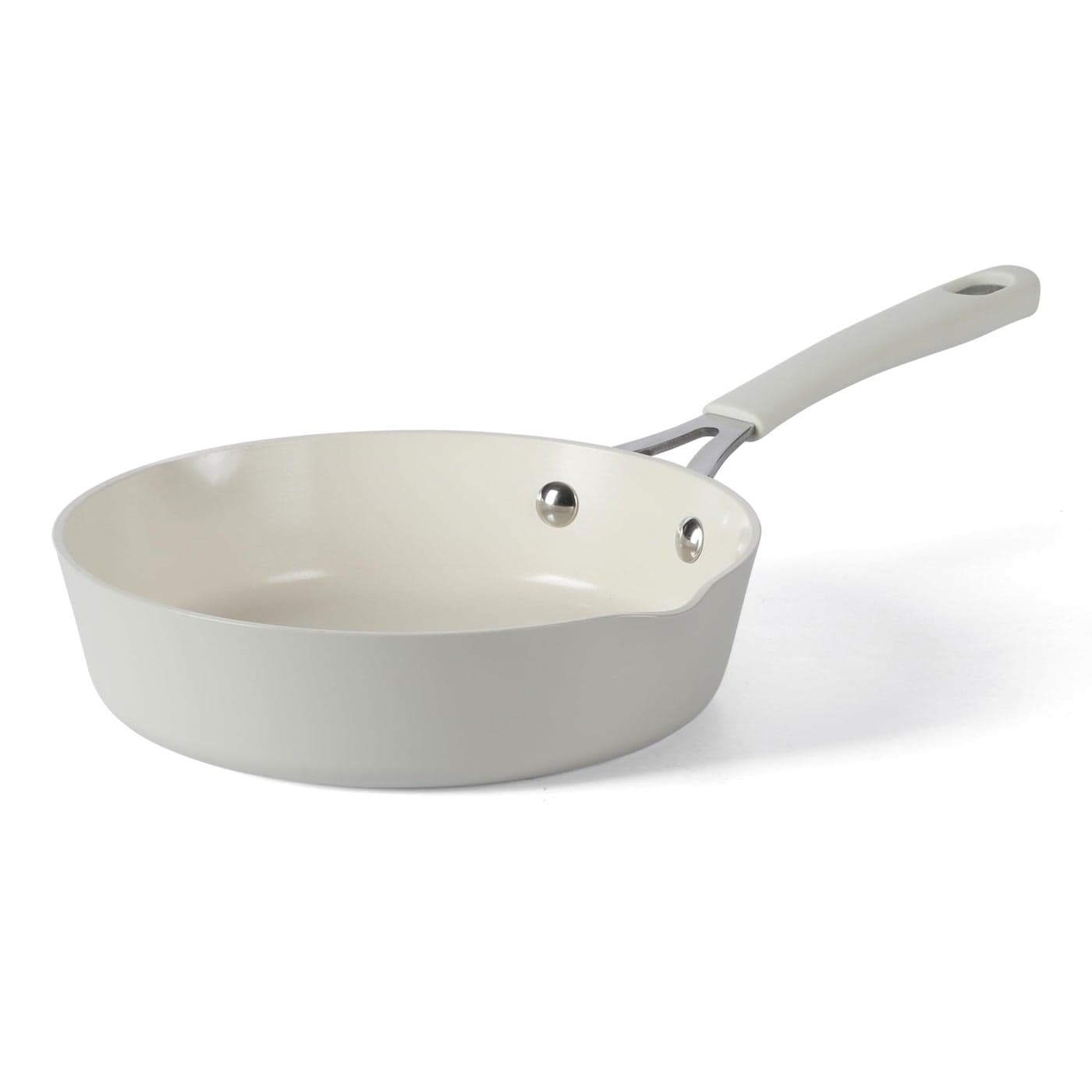 Martha Stewart Heathland 8 Inch Aluminum Fry Pan Cookware NonToxic Premium Ceramic Non Stick Frying Pan Kitchen Egg Pan Omelet Pan Always Pan Pots and Pans Linen White Induction Safe