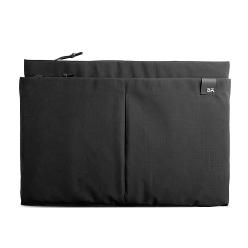DailyObjects Medium Portable Pivot Laptop Sleeve |Recycled Nylon| Durable|Lightweight|Water Repellent|Padded Zipper|Fits Laptop/MacBook Air/Pro-14|for Men and Women|Office and Daily use (Black)