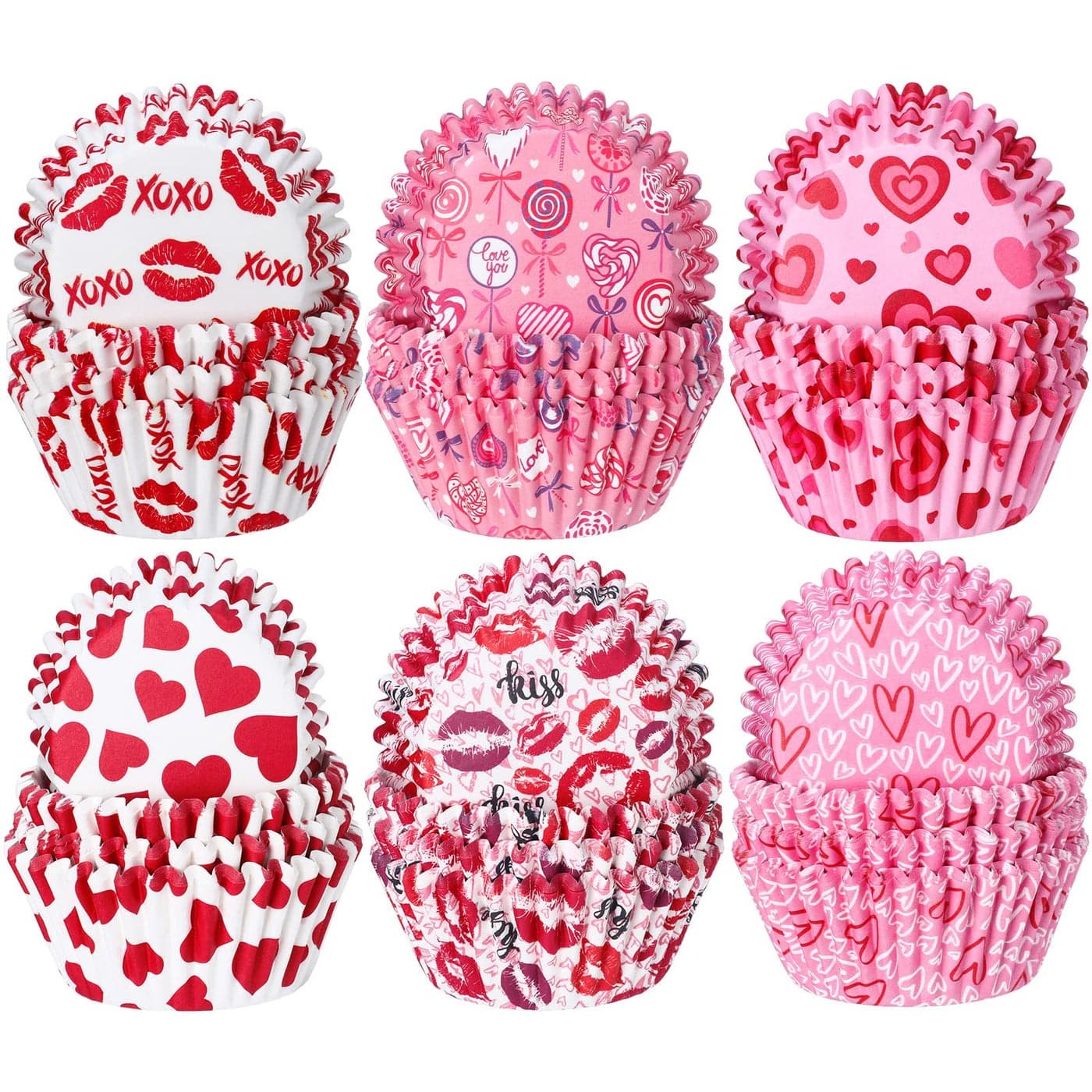 Cunhill 600 Pieces Valentine Cupcake Liners Heart Baking Cups Wrappers Paper Wraps for ValentineWedding Birthday Themed Party Candy Liners Party Supplies