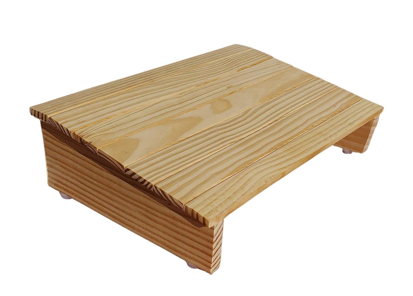 Pure Source India Foot Rest for Office in Natural Pine Wood Under Desk Foot Stool Foot Rest