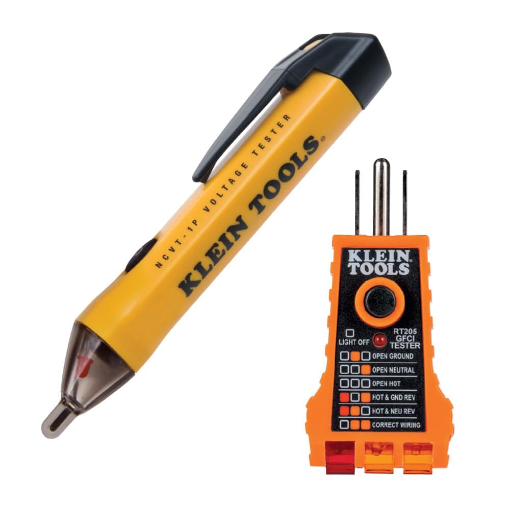 Klein Tools NCVT1PKIT Electrical Tester Kit with NonContact Low Voltage Test Pen 50 to 1000V AC and GFCI Receptacle Tester 2Piece