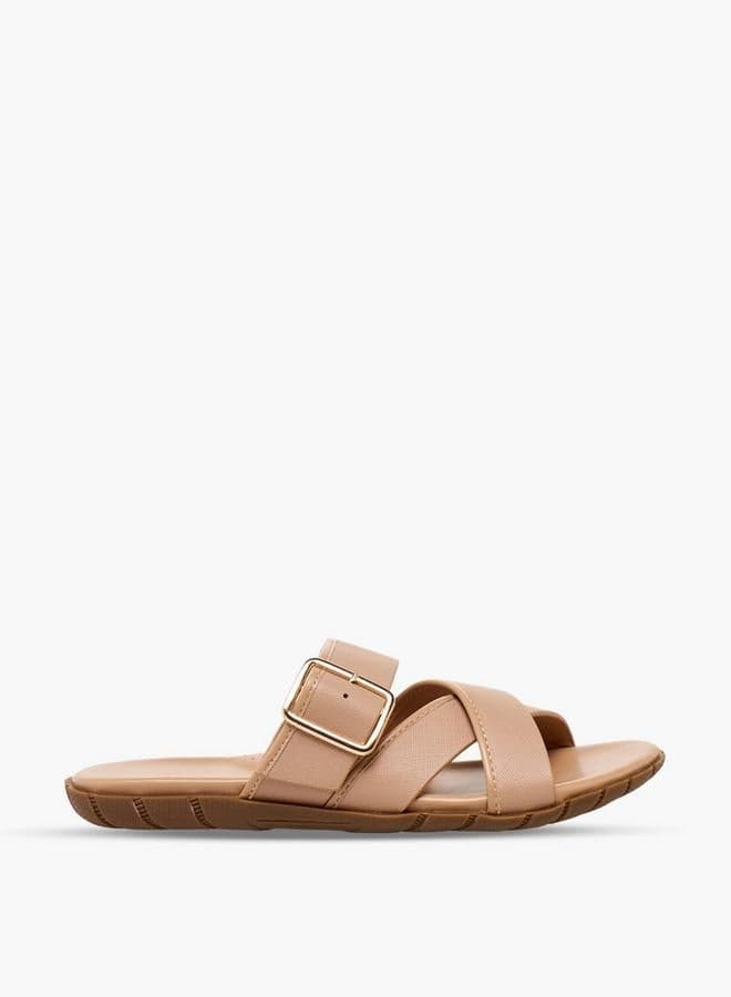 Women Buckle Accent Cross Strap Sandals — 41