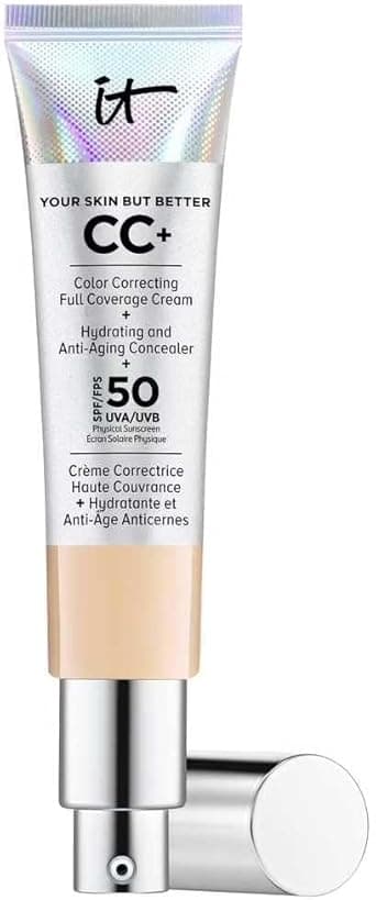 IT Cosmetics Full Coverage Foundation with SPF 50 Protection Enriched with Hyaluronic Acid Vitamin E Your Skin But Better CC Cream Shade Medium 32ml