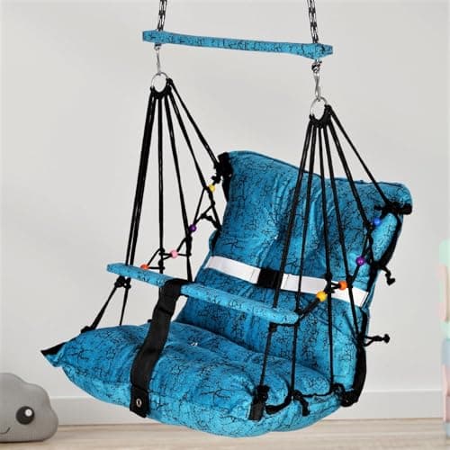 Sprointal Swing For Kids, Baby Swing Chair Cotton Children Folding And Washable 1-5 Years Swing With Safety Belt,Home And Garden Jhula For Babies |Swing For Kids|Hanging Cradle (Blue B) - 45.5 Cm