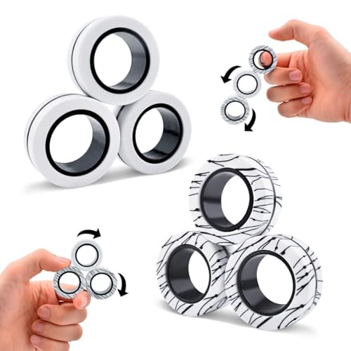Cevioce 6 PCS Magnetic Ring Fidget Toys SetADHD Anxiety Magnetic Finger Spinner Pack for Teens Adults and KidsCoolest Magnet Stress Relief Toy for 8 Year Old Boys Girls Present