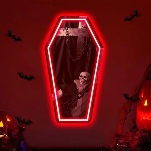 Coffin Mirror Neon Sign Coffin Neon Signs for Wall Decor Goth Neon Sign Gift for Goth Lovers Coffin Makeup Mirror Whimsical Goth Home Decor 17944