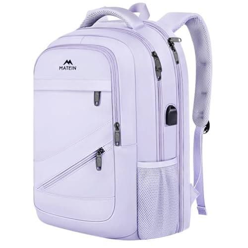 MATEIN Large 17 Inch Laptop Backpack for Women, Lightweight Travel Backpack Fits College School Essentials, Anti Theft Work Commute Nursing Computer Bag TSA Approved for Weekender Trip, Light Purple