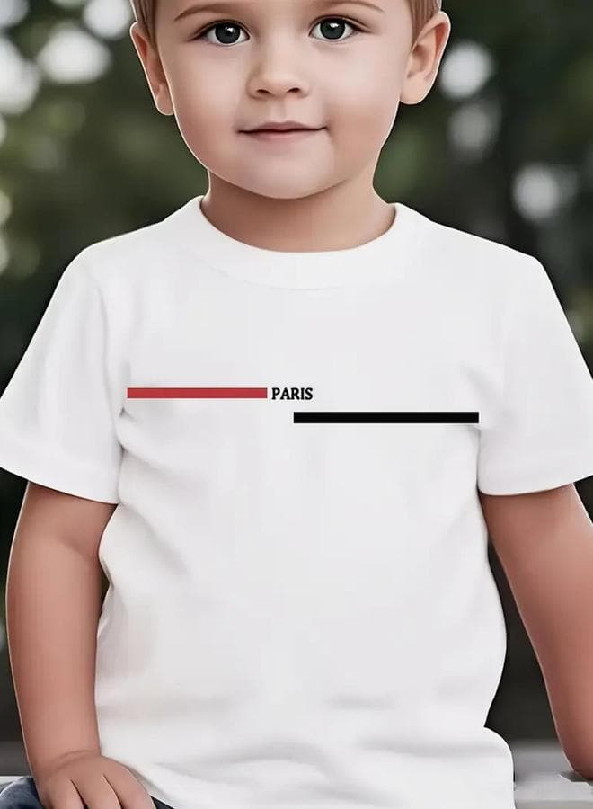 Boys White Graphic Print T-Shirt